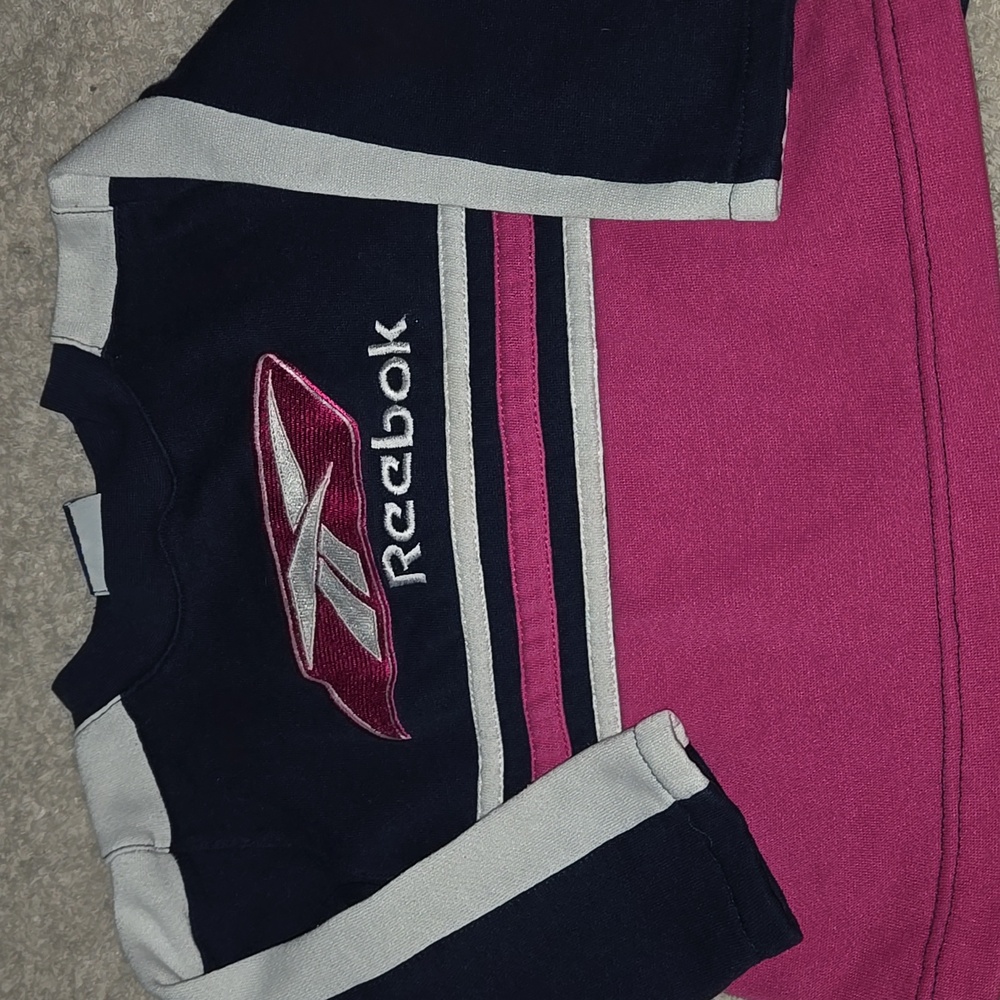 Vintage Reebok Kids' Pink and Navy Blue Sweatshirt 2T Angel Reese